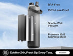 POWCAN 26 oz Insulated Water Bottle with 2-in-1 Straw and Spout Lid, Keep Cold 24H, Leak-Proof, Fits in Car Cup Holder, Stainless Steel Water Bottle for Sports, Travel, Gym, and School (Obsidian)