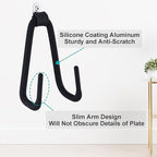 Wall Plate Hangers for 6-12 inches Plate, Adjustable Plate Stand Holder, Silicone Coating Vertical Plate Display, Black Small Size 4 Pack