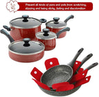 BYKITCHEN Pot Pan Protectors, Set of 12 and 4 Different Sizes, Larger & Thicker Red Pan Protector Pads, Pan Pot Separator Pads for Stacking and Protecting Your Cookware(10/12/14/16inch)