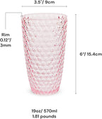BELLAFORTE Shatterproof Tritan Plastic Tall Tumbler, Set of 4, 19oz - Laguna Beach Drinking Glasses - Unbreakable Tritan Drinking Glasses for Parties - BPA Free - Pink