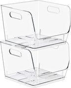 Sorbus Stackable Storage Bins Open Front, Clear Stackable Storage Bins, Pantry Bins for Storage and Organization, Acrylic Stackable Bins for Kitchen, Clear Pantry Organizer Bins (Medium Square 2 Pack)