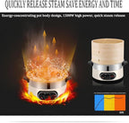 1500W Electric Food Steamer | 2-Tier Bamboo Steamer with 60-Min Timer | Auto Shut-Off & Boil Dry Protection