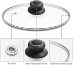 10.5 Inch Glass Lid for Frying Pan, Fry Pan, Skillet, Pan Lid, Fits Pot, Cast Iron Skillets 10.5", Clear