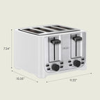 BELLA 4 Slice Toaster with Auto Shut Off - Extra Wide Slots & Removable Crumb Tray and Cancel, Defrost & Reheat Function - Toast Bread & Bagel, White