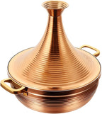 Stainless Steel Moroccan Tagine Pot, Large Moroccan Tajine Casserole with Cone-Shaped Lid, Non Stick Tagine Cooking Pot with 2 Handles(24cm/9.4in, Gold)
