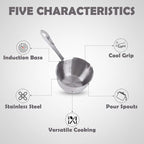 Milltrip Stainless Steel Butter Warmer, 300ml Mini Butter Melting Pot Small Saucepan Milk Warmer Pot with Induction Bottom, Dual Pour Spouts & Cool Touch Handle, Egg Pan for Melting Butterr Heating