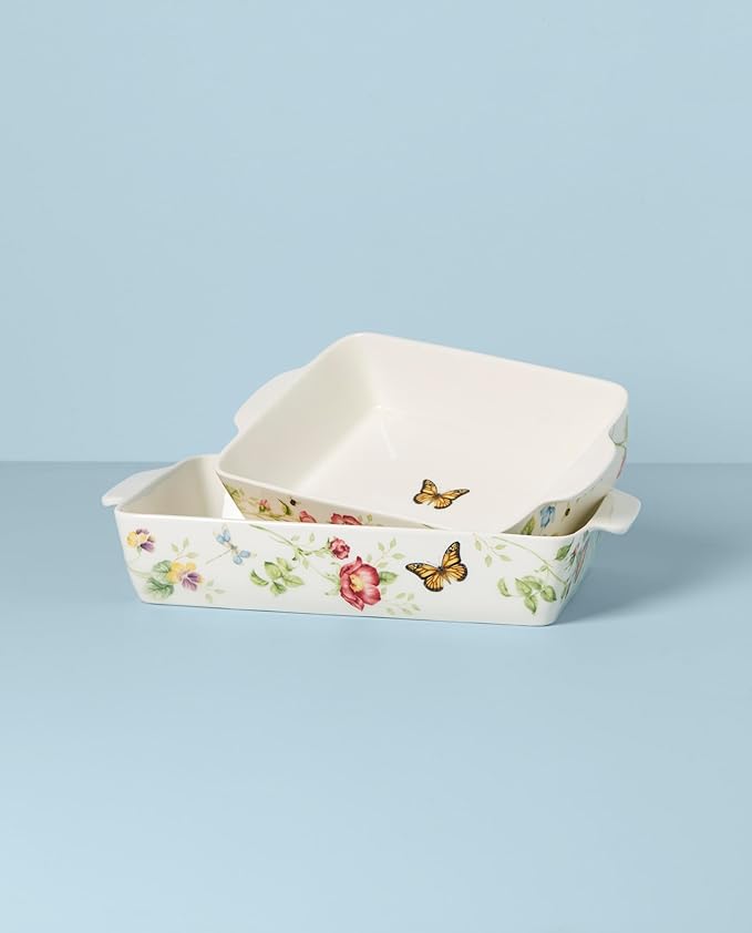 Lenox Butterfly Meadow Rectangular Baker 2-Piece Set, 9.70, Multi