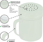 CUSINIUM 6oz Sage Stainless Steel Salt Pepper Dredge Shakers - With Plastic Cap - With Handle - Pack of 2
