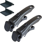 Removable Pot Handle, 2Pcs Universal Pan Handle, Replacement Handle for Pots and Pans, Fits All Cookware, Includes 2Pcs Spoon Rest, Durable & Heat-Resistant, Black