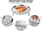 DS. DISTINCTIVE STYLE Steamer Rack 10.1 Inch 304 Stainless Steel Steaming Rack Steam Tray with Removable Legs for Steaming Crab, Tamale Cookware Instant Pressure Cooker Multi-functional Steamer Basket (Silver - 25.6 cm)