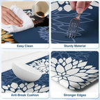 Kitchen Mats, 2PCS Non-Slip Cushioned Rugs, Anti-Fatigue Waterproof Floor Rug, Washable Standing Desk Mat, Home Laundry Office Apartment Decor and Accessories (17.3" ×59" +17.3" ×30"-Blue)