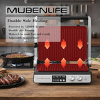 Panini Press,4 Slices Contact Grill with Removable Non-Stick Coated Grill and Flat Plates,Panini Makers with Temperature Control and Timer,Open 180 Degrees,Grill and Griddle (Silver with digital)
