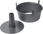 Chicago Metallic Angel Food Cake Pan with Cooling Feet, 2-Piece Nonstick Tube Pan, 9.5 Inch Carbon Steel, Perfect for Pound and Sponge Cakes