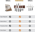 HOSHANHO Knife Magnetic Strip, Acacia Wood Powerful Magnetic Knife Strips, Magnetic Knife Holder for Wall 10 Inch Use as Magnetic Tool Organizer, Home Organizer