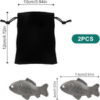 2 Pack Cast Iron Fish Cooking Tool with Storage Pouch, Add Natural Sources of Iron to Food and Water，Pure Iron Supplement for Vegans, Pregnant Women (70g Each)