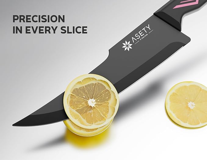 Knife Set - 15 PCS Kitchen Knife Set with Built-in Knife Sharpener Block - Stainless Steel Knife Block Set - Dishwasher Safe, Elegant Box for Her Women Wife, Valentines Day, Pink