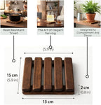 Wooden Trivet – Trivets for Hot Pots and Pans, 15×15 cm Heat Resistant Solid Acacia Wood, Durable Kitchen & Table Protector, Premium Handmade – LO-MAS