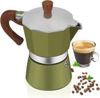 Aluminum 3 Cup 150ml Moka Pot Express Coffee Maker Stovetop Espresso Colorful Coffeemaker Italian Classic Style Brewing Greca Cafe Mocha Machine for Cafeteras Lover Camping Travel and Home Use 5oz