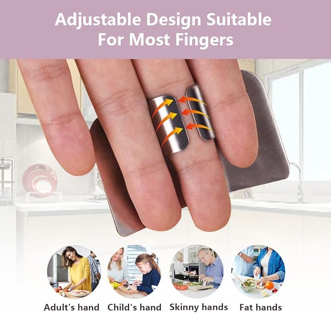 Promifun Finger Guards for Cutting, 4 Pcs Stainless Steel Finger Protector for Cutting Food, Knife Guard, Chopping Protector for Dicing and Slicing in Kitchens