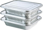 Aluminum Pans With Lids 9x13 [10 Sets] Aluminum Foil Pans Trays With Lids - Half Size Tin Foil Disposable Pans For Baking, Cake Serving Dishes, Roasting, Heating, Serving & Lining Steam-Table Trays