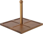 Gibson Elite 4-Piece Stoneware Tidbit, Condiment & Dip Dish Set with Acacia Wood Tray – Taupe Square Appetizer, Snack, Topping & Entertaining Server