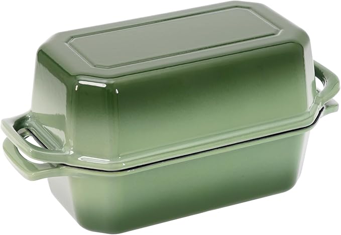 Flavehc Bread Pan Cast Iron Loaf Pan with Lid 9x5 Inch Bread Loaf Pan for Baking Bread Enameled Cast Iron Sourdough Bread Pan