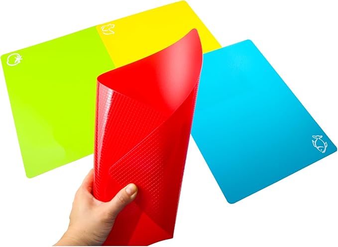 4 Pieces Flexible Cutting Board mats, Plastic Cutting Boards for Kitchen Cooking, Cutting board sheets for Meat and Vegetables, Dishwasher Safe