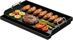 25" x 16.5" Nonstick Carbon Steel Griddle for Gas/Electric/Charcoal Grills, Universal Flat Top Griddle for Weber Charbroil Camp Chef, Griddle Plate with Grease Groove for Parties, Camping, Tailgating