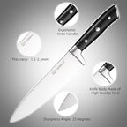 Knife Sets 15 Pieces for Kitchen with Block, German Stainless Steel Kitchen Knife Set, ABS Ergonomic Handle Chef Knives, and Shears for Chopping, Slicing and Cutting