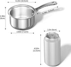Macevia Mini Sauce Pan with Lid,Stainless Steel Butter Warmer Small Pot, For All Stoves Multipurpose Use for Home Kitchen or Restaurant - Silver