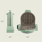 bella Flip-n-Store Waffle Maker with EverGood™ Ceramic Nonstick Coating, Fits-anywhere™ Kitchenware, Power Indicator Light, Cool Touch Handle & Cord Wrap, 7” Wide & 1" Deep Plates, 1000 Watt, Seaglass