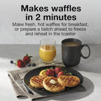 Proctor Silex Mini Waffle Maker Machine with 4” Round Non-stick Grids, Make Personalized Individual Breakfast Keto Chaffles and Hashbrowns, Compact, Black (26100)