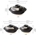 Round Casserole Dish Heat-Resistant Ceramic Casserole With Lid Soup Pot With Soup Pot Oil-Free Saucepan Japanese Donabe Hot Pot With Brushstroke Saucepan With Slow Stew W,B-1.7L