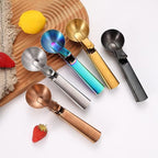 Ice Cream Scoop, 2Pcs Stainless Steel Rose Gold Cookie Scoop with Trigger Melon Baller Scooper Cones, Specialty Tools and Gadgets, Ice Cream Spoon Food Scoop for Frozen Yogurt Sundaes Fruit Cookie