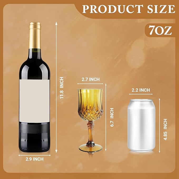 Plastic Wine Glasses, Plastic Goblets Vintage Style Cordial Unbreakable Drinking Glasses, Reusable Drinkware for Wedding Reception, Grand Event Party Supplies (100, Amber)