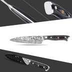 MOSFiATA 4 Inch Paring Knife, Kitchen Knife Fruit Knives with Sheath, German High Carbon Stainless Steel EN1.4116 Precision Cooking Vegetable Knife for Carving, Peeling, Trimming