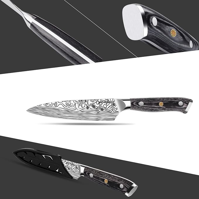 MOSFiATA 4 Inch Paring Knife, Kitchen Knife Fruit Knives with Sheath, German High Carbon Stainless Steel EN1.4116 Precision Cooking Vegetable Knife for Carving, Peeling, Trimming