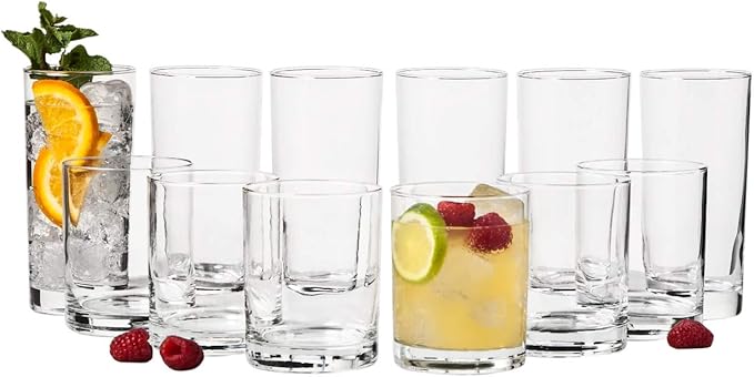 Elegant Acrylic Drinking Glasses [Set of 16] Attractive Clear Plastic Tumblers - Unbreakable Drinkware Set Ideal for Indoor and Outdoor - Kid Friendly