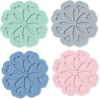 Set 4 Silicone Trivet Mat - Hot Pot Holder Hot Pads for Table & Countertop - Trivet for Hot Dishes - Non-Slip & Heat Resistant Modern Kitchen Hot Pads for Pots & Pans, Assort 4 Colors