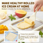 Rolled Ice Cream Maker Tray with Lid and 2 Scrapers, 304 Stainless Steel Ice Cream Roll Pan, 10.2 x 8.3 x 1.3 Inch Manual Instant Frozen Dessert Maker for DIY Ice Cream, Yogurt, Sorbet, Family Fun