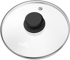 8 Inch Pan Lid For Pots Pans and Skillets, Cast Iron Skillet Lid, Tempered Glass Pan Lids Replacement, Pot Covers for Cooking, Wok, Crock Pot Lid with Stainless Steel Rim, Frying Pot Lids Only