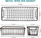 Farmhouse Metal Wire Bin Basket with Handle - Small, 4 Pack - Rustic Home Storage Organizer for Cabinets,Pantry,Closets,Cupboards, Shelves,Countertops,Bathroom Vanity,Kitchen,Bedroom (Bronze)