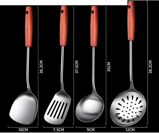 Kitchen Utensils Set，Cooking Utensils Kitchen Tools 4 Pieces Spoons for Cooking Spatulas Cooking Utensils Sets Stainless Steel Spatulas Spoons Gadgets