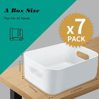 OWill 7-Pack 7.2 L Plastic Storage B-ins and Baskets for Efficient Home Classroom Organization - Small Containers in Multiple Colors for Kitchen, Cupboard Box, Bathroom Organizer on Shelves and Tubs