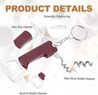 uxcell 2 Pcs Wine Opener, Bottle Opener Keychain, Durable Stainless Steel Waiter's Corkscrew, Compact All-In-One Home Bar Tool for Bar, Party, Wedding, Home, Travel, Dark Red