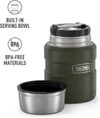 THERMOS Stainless King Vacuum-Insulated Food Jar with Spoon,16 Ounce,Army Green,(Pack of 4)