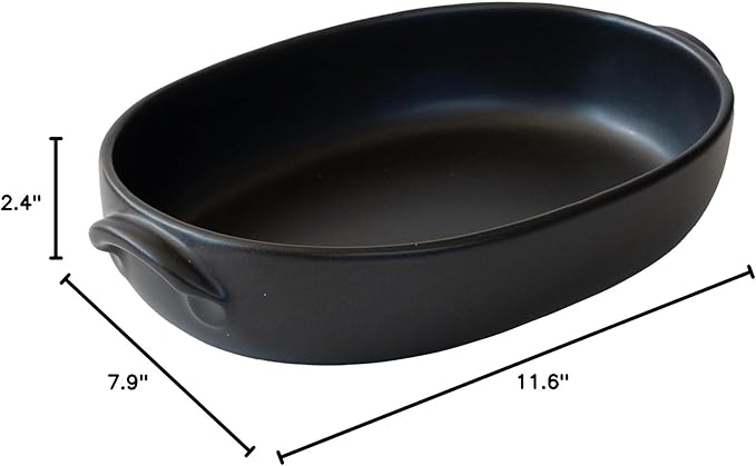 Banko Ware Au Gratin Dish, Large, Diameter Approx. 11.8 inches (30 cm), Heat Resistant, Pottery, Oven Safe, Direct Fire, Microwave and Dishwasher Safe, Black, Made in Japan