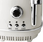 Haden Heritage 2 Slice Wide Slot Stainless Steel Toaster with Adjustable Browning Control & Non-Slip Feet, Ivory & Chrome