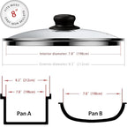 8 Inch Glass Lid for Frying Pan, Skillet, Pan Lid Fits Lodge 8 Inch Cast Iron Skillets 8"/20cm, Clear