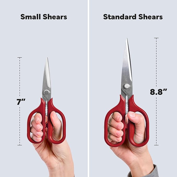 Misen Heavy Duty Kitchen Shears - Stainless Steel, Versatile and Easy Clean Scissors for Meat, Herbs and Veggies - Ambidextrous Comfort Handle - Professional Grade - Red